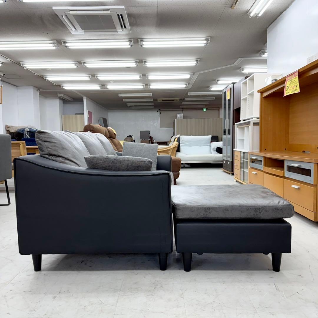 サカイ工芸 186cm幅3人掛けカウチソファ 左右入れ替可能 レザーファブリック