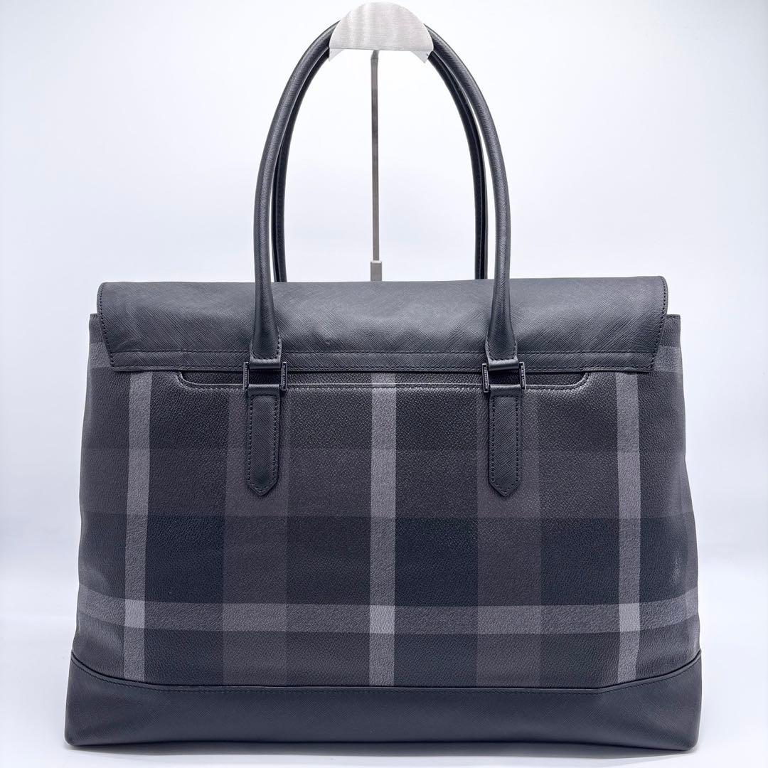 美品 ブラックレーベルクレストブリッジ トートバッグ フラップ レザー チェック