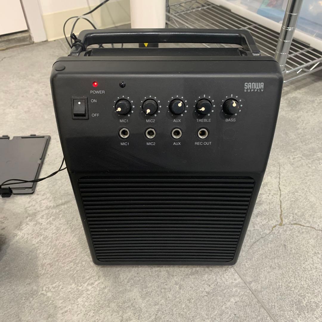 【s.t107】SANWA アンプ内蔵スピーカー 400-SP044 マイク付き