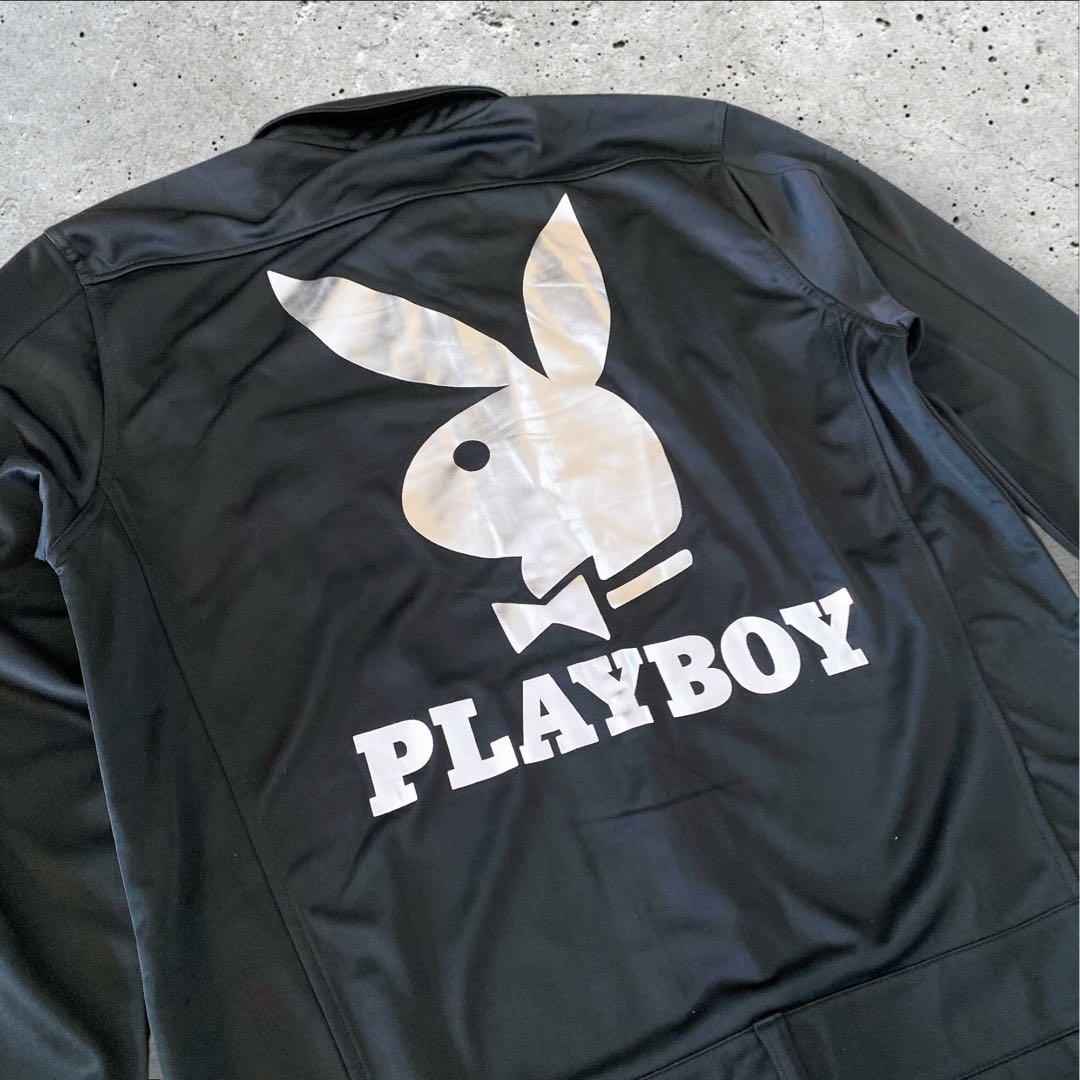 【美品】プレイボーイ　つなぎ カバーオール　バックプリント シルバー　【L】