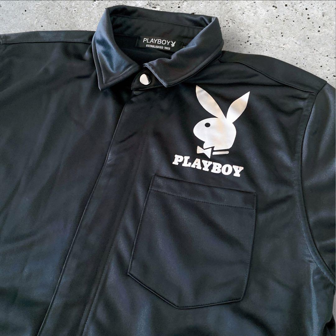 【美品】プレイボーイ　つなぎ カバーオール　バックプリント シルバー　【L】