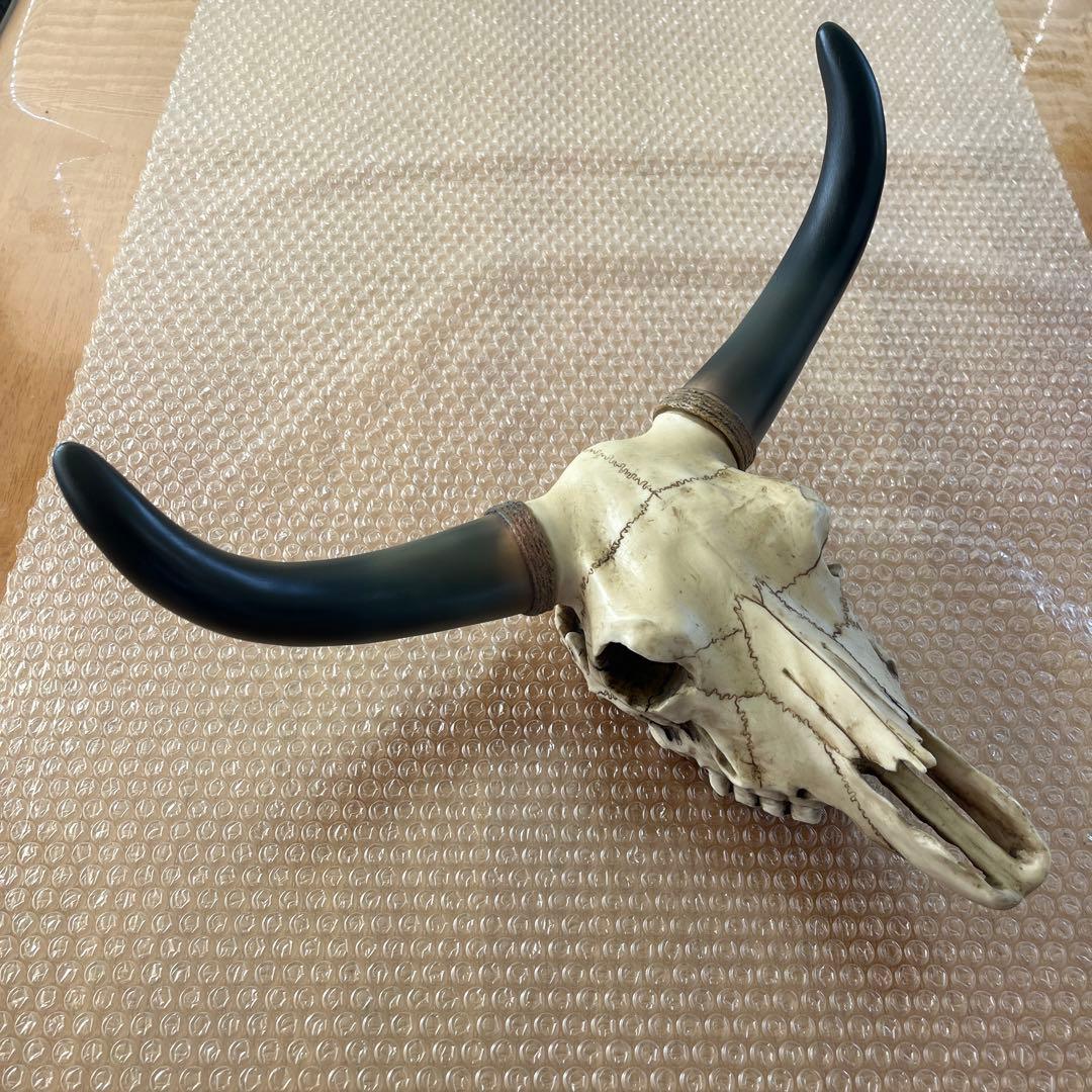 バッファロー スカル ハンティングトロフィー 頭蓋骨 オブジェ 壁掛け レジン製