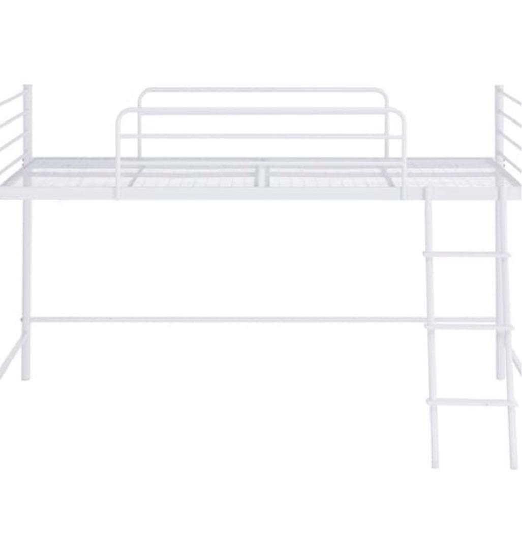 ホワイト メタル ロフトベッド 安全柵付き