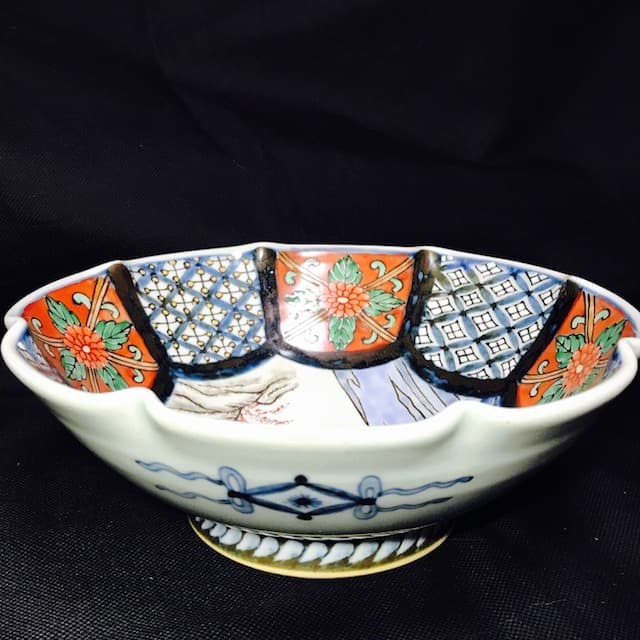 有田焼　佐藤走波　在銘　五代 染錦鳥花文　大鉢　19㎝