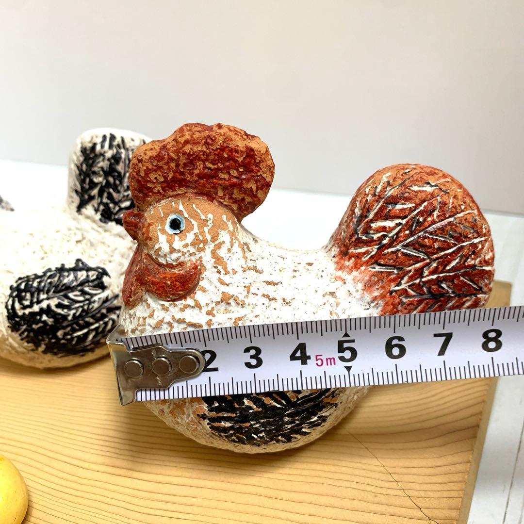D☆ レトロ　鶏　ひよこ　にわとり　親子　焼き物　土鈴　置物