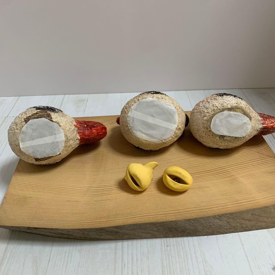 D☆ レトロ　鶏　ひよこ　にわとり　親子　焼き物　土鈴　置物