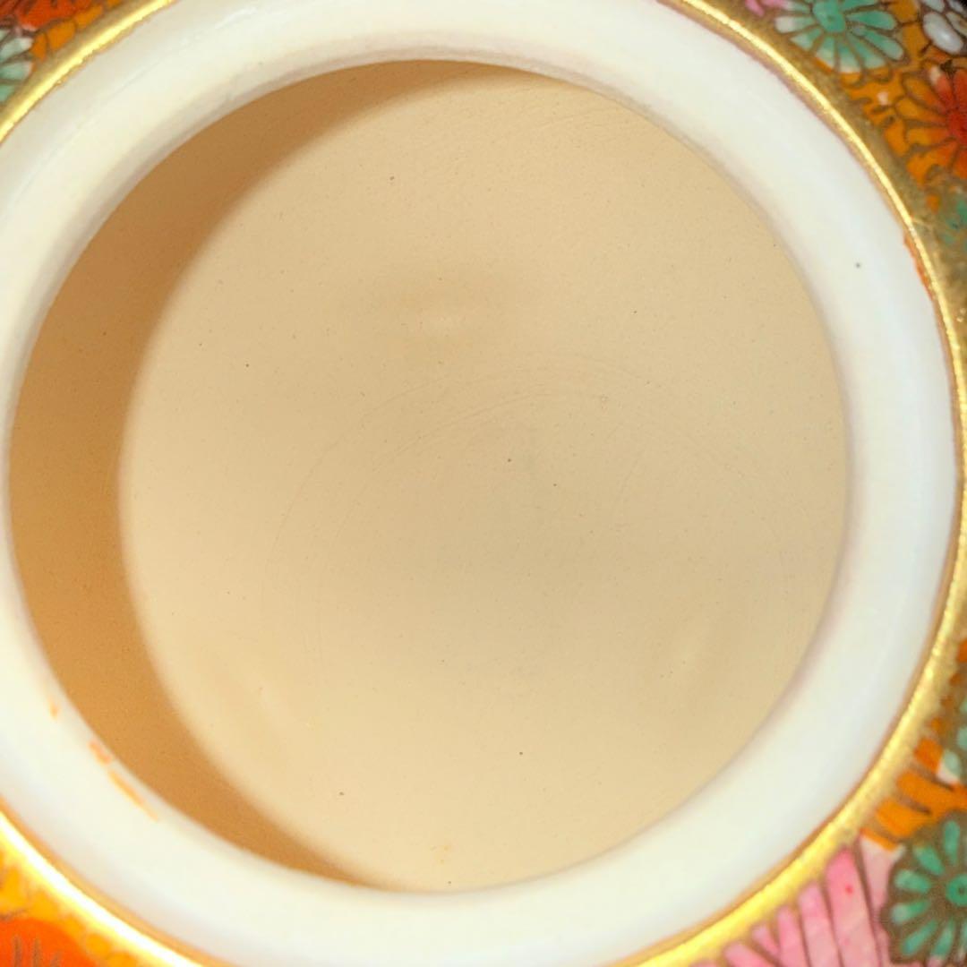 【未使用】九谷焼 幸仙窯 花柄香炉 木箱付き金彩花詰 陶器 陶芸 工芸品 骨董