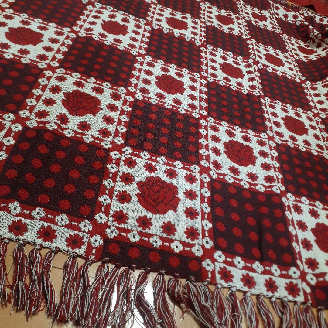 レア❗昭和レトロ　ミッドセンチュリー　こたつ掛け　薔薇&水玉&花柄　マルチカバー