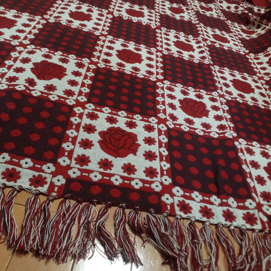 レア❗昭和レトロ　ミッドセンチュリー　こたつ掛け　薔薇&水玉&花柄　マルチカバー