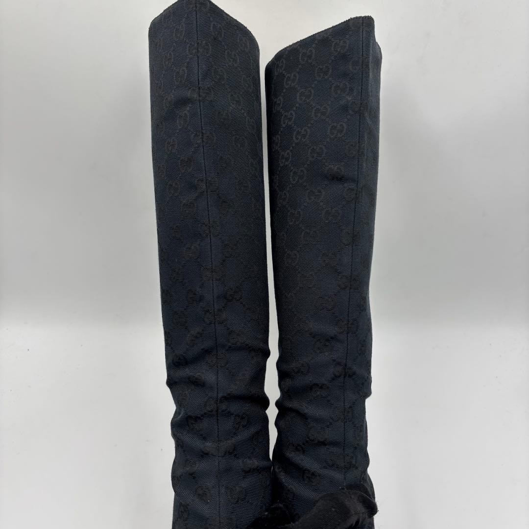 GUCCI グッチ GGキャンバス ロングブーツ サイズ37 約24㎝ ブラック