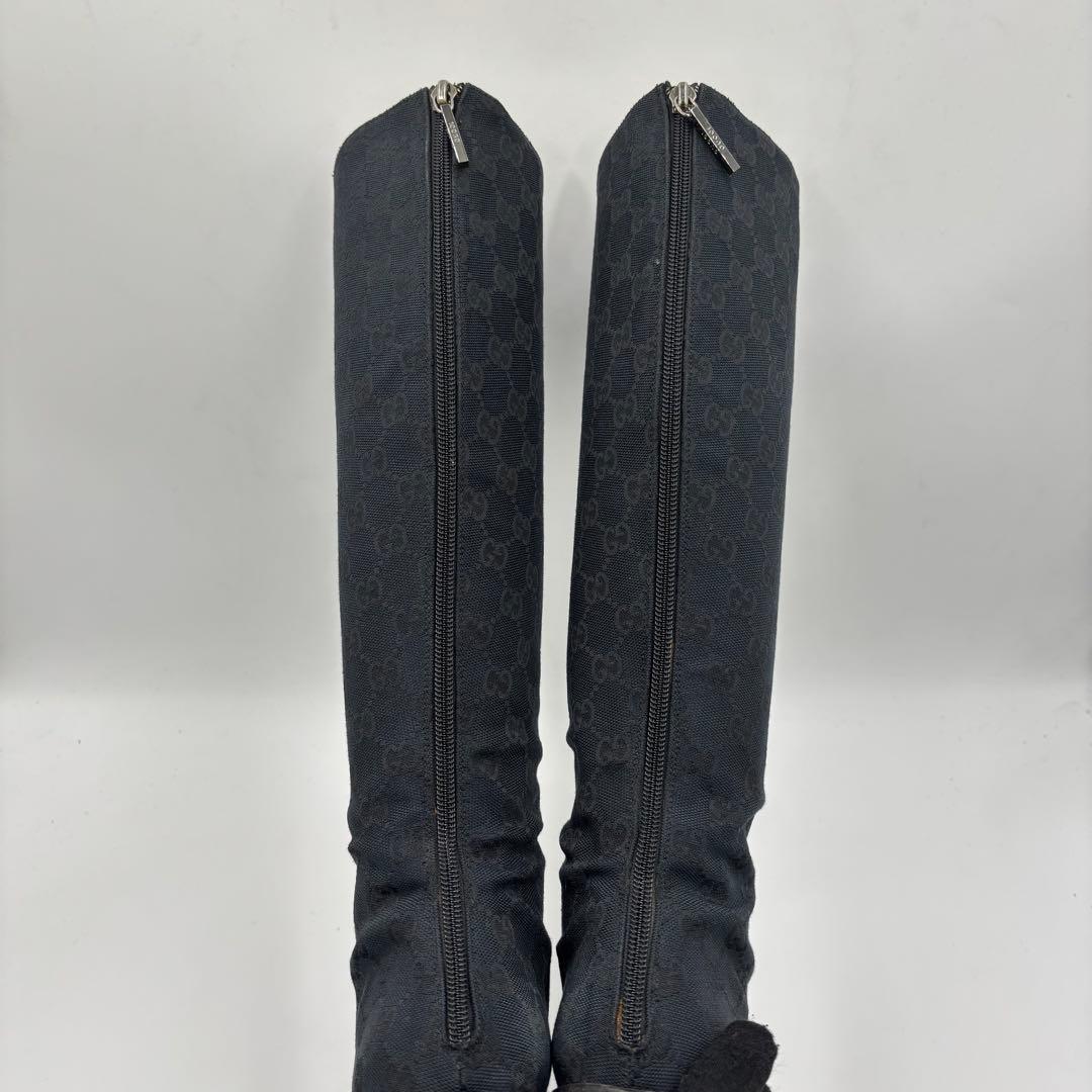 GUCCI グッチ GGキャンバス ロングブーツ サイズ37 約24㎝ ブラック
