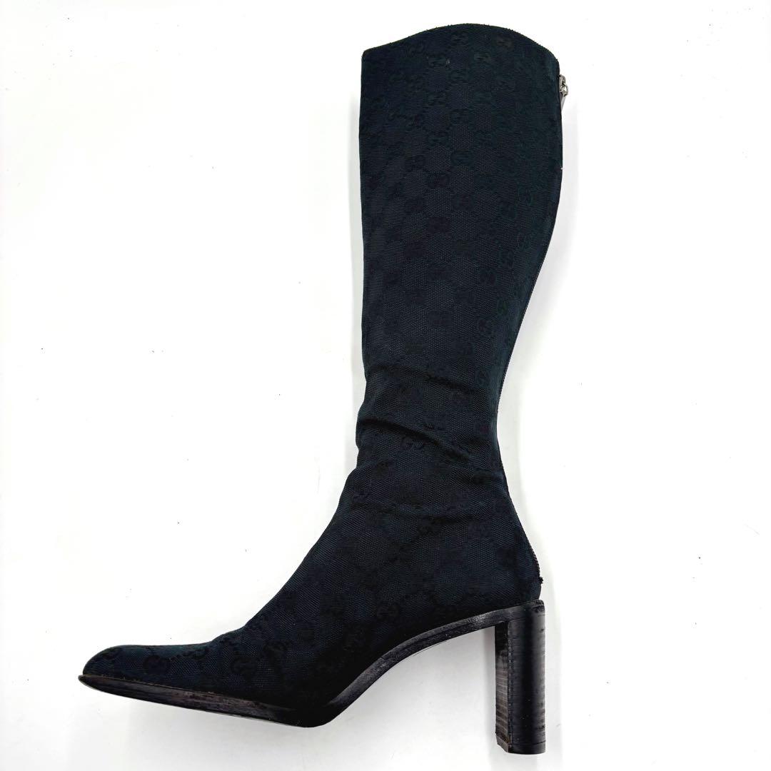 GUCCI グッチ GGキャンバス ロングブーツ サイズ37 約24㎝ ブラック