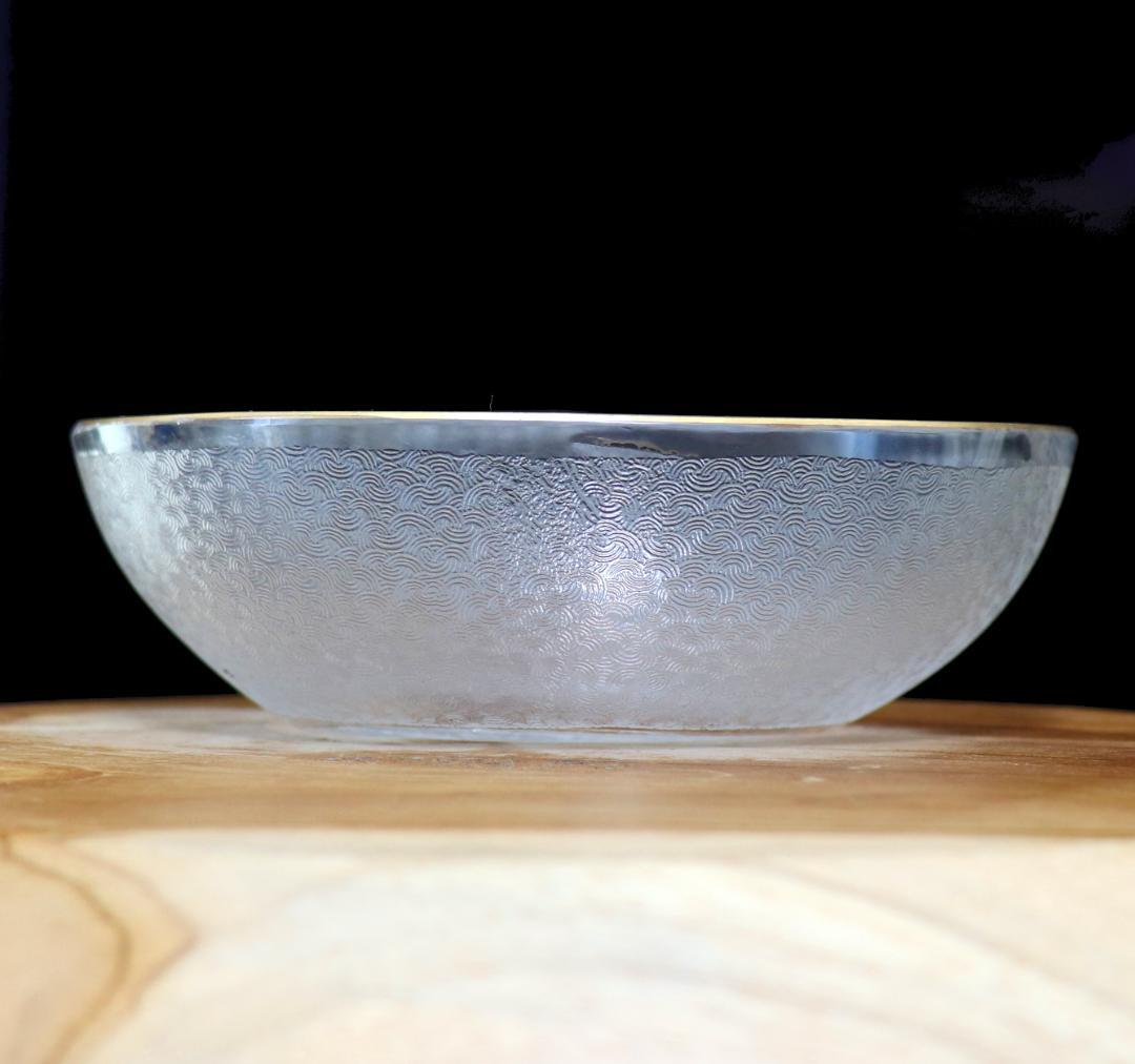 オールド・バカラ 珍品 春海商店特注 青海波文 金彩楕円浅皿 懐石料理具 小付