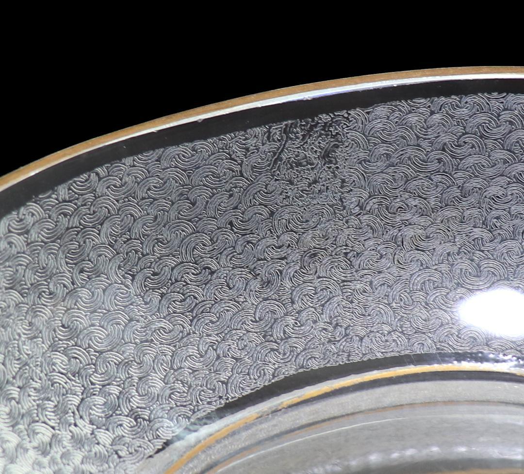 オールド・バカラ 珍品 春海商店特注 青海波文 金彩楕円浅皿 懐石料理具 小付