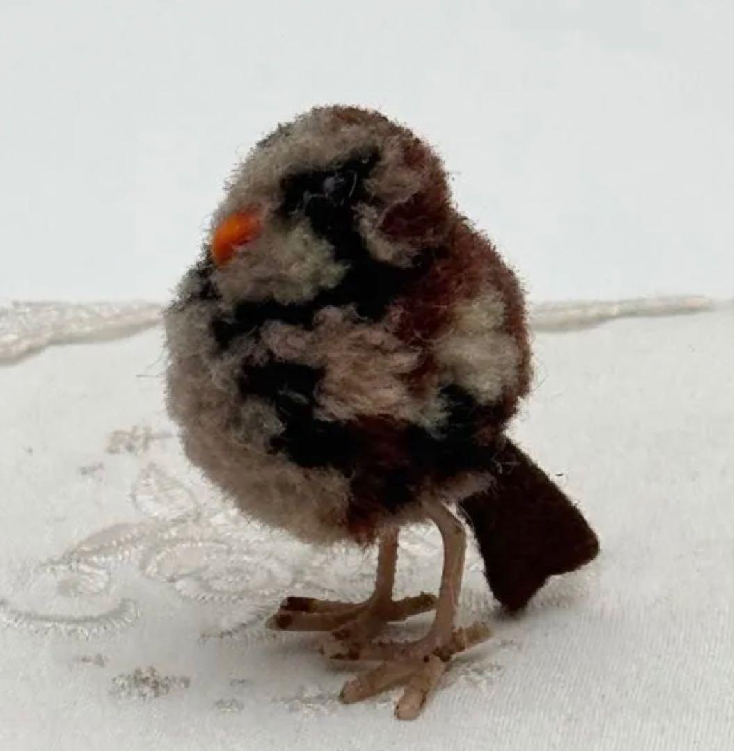 Woolen Bird 4㎝ぽんぽんバード/すずめ風ビンテージ/アンティーク