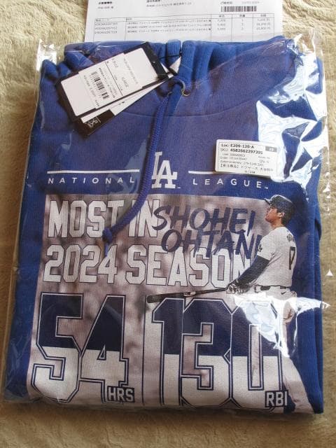 大谷翔平 2024シーズン記念パーカー フーディ 54HR 130打点デザイン