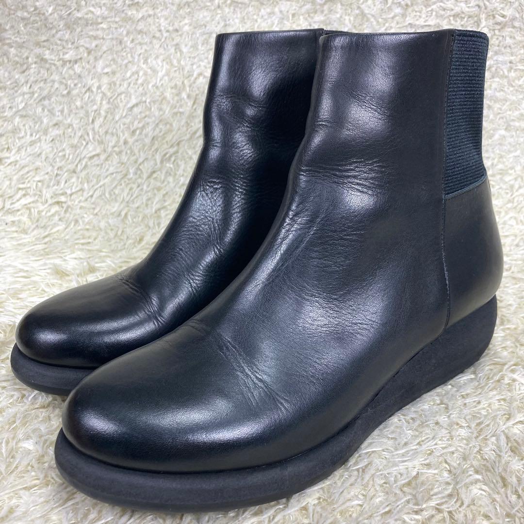 『美品』ヨーガンレール サイドゴアブーツ ショートブーツ ブラック レザー　黒