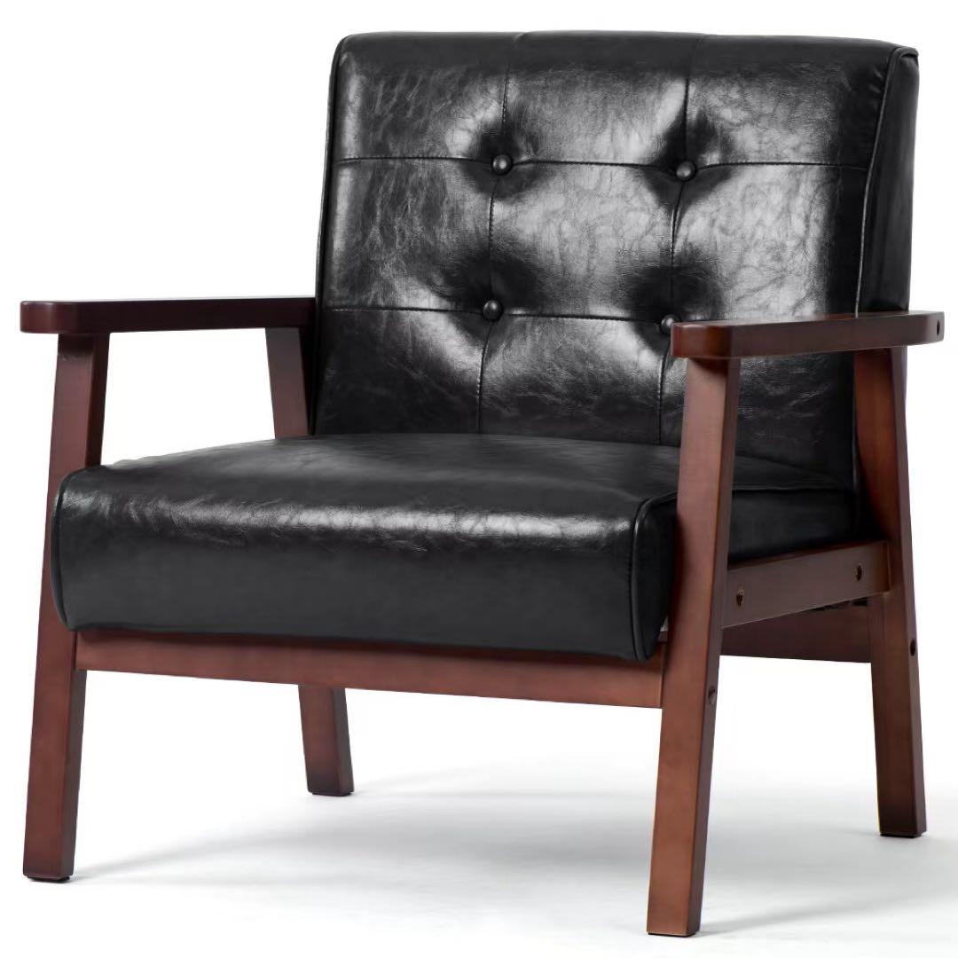 【新品】1人掛けソファ ダークブラウン PVCレザー 高級感