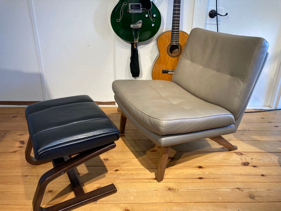 画像29枚 冨士ファニチア ブラック 本革 レザー オットマン スツール リク