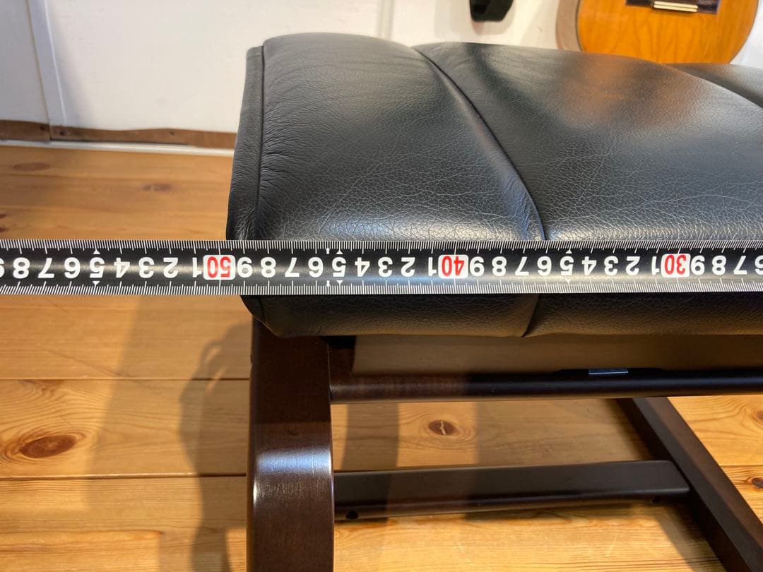 画像29枚 冨士ファニチア ブラック 本革 レザー オットマン スツール リク