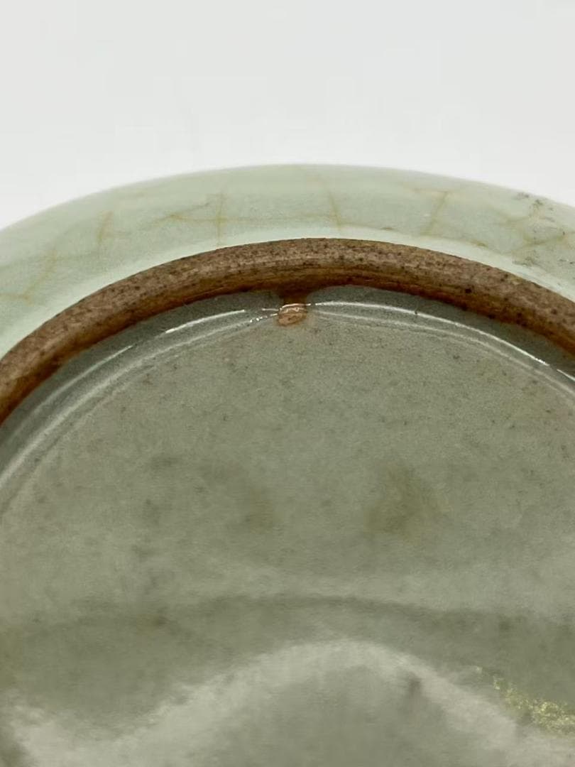 南宋時代　哥窯青釉開片盤　宋哥窯青釉盤　青磁皿　茶道具　唐物(F-123)