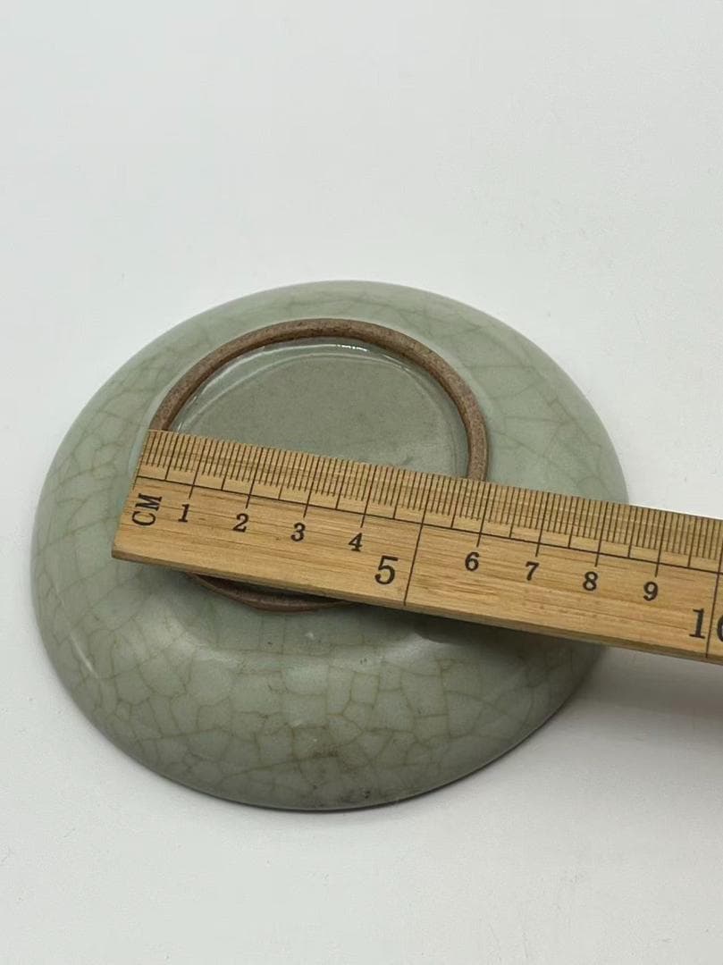 南宋時代　哥窯青釉開片盤　宋哥窯青釉盤　青磁皿　茶道具　唐物(F-123)