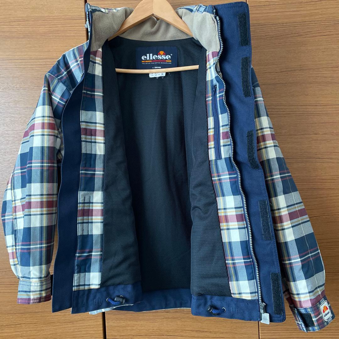 ellesse チェック柄 フード付きスキーウェア上下