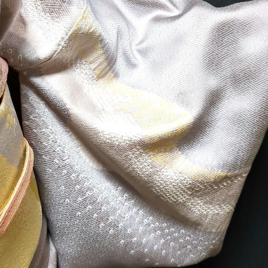 【訪問着】絞り　汕頭刺繍　スワトウ　紗綾形地模様　単品　入園入学式　お茶会　綸子