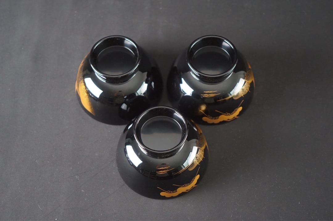 輪島塗 田谷漆器店 松蒔絵 煮物椀 三客 共箱 美品