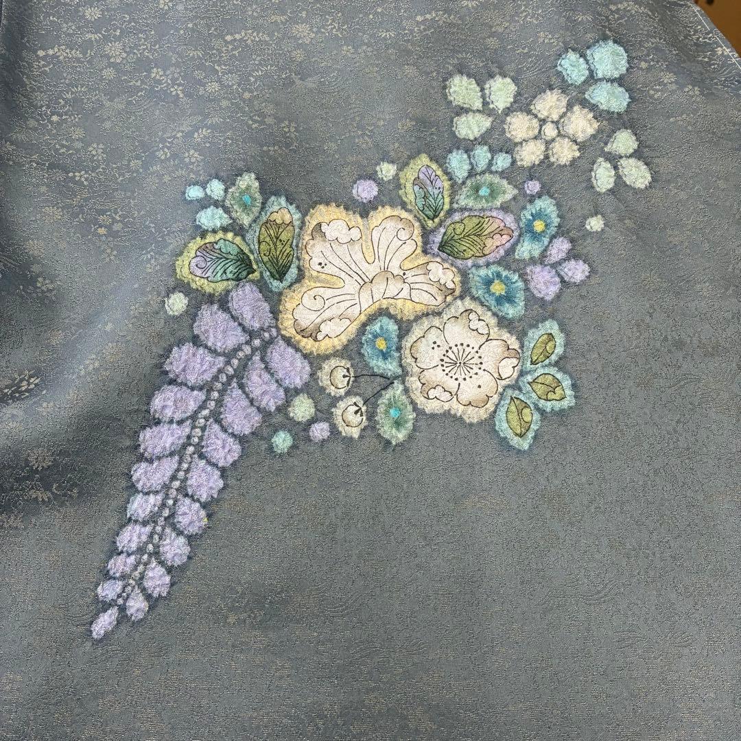 【上品】落ち着きカラー 花文様 付下げ風 着物