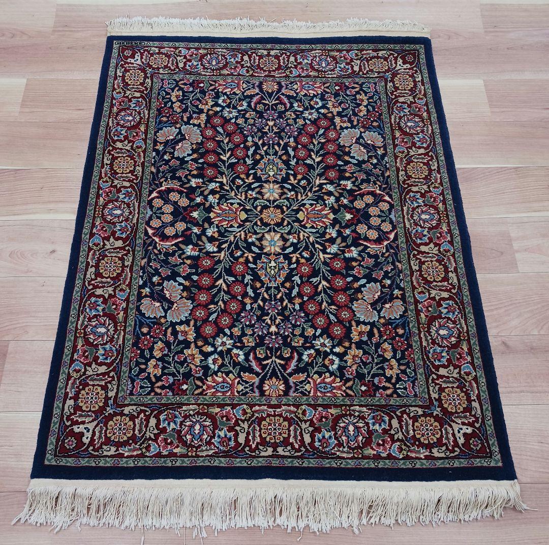 Y3136 トルコ ヘレケ絨毯 ウール 手織 ヘレケサイン 120×93㎝