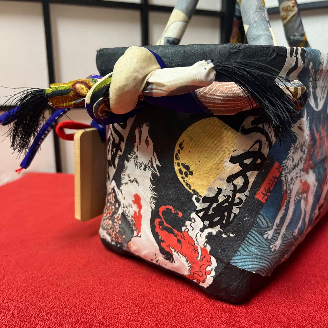 化け狐 妖 九尾 一閑張り バッグ かごバッグ ハンドバッグ 和 動物