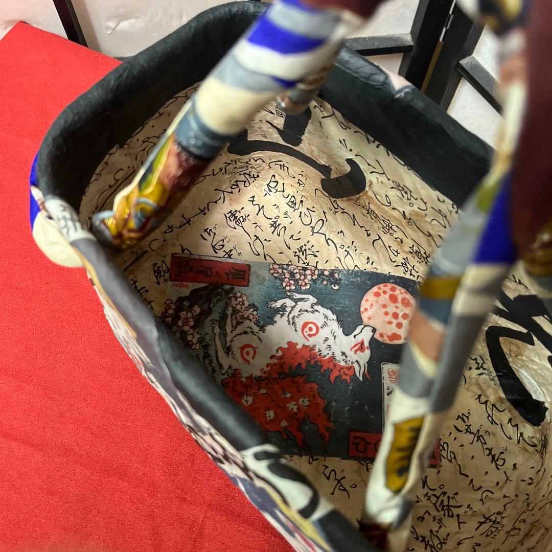 化け狐 妖 九尾 一閑張り バッグ かごバッグ ハンドバッグ 和 動物