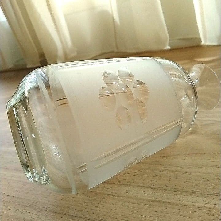 紋様入りガラス徳利 明治期 レア美品 和ガラス レトロ ウランガラス 貴重