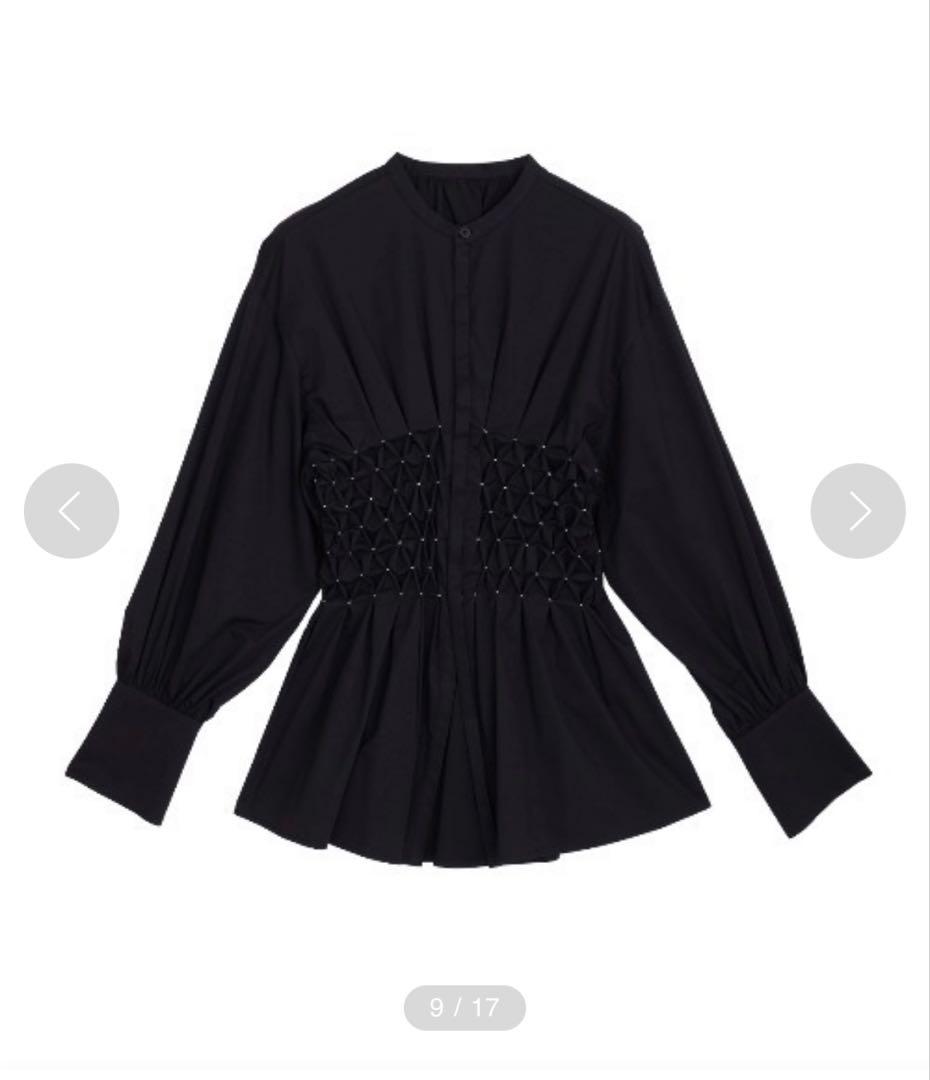 【未使用品】Ameri BLOOM SHIRRING SHIRT ブラック