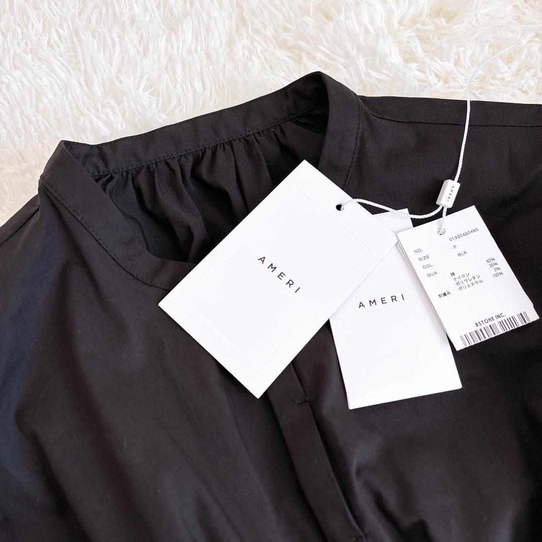 【未使用品】Ameri BLOOM SHIRRING SHIRT ブラック