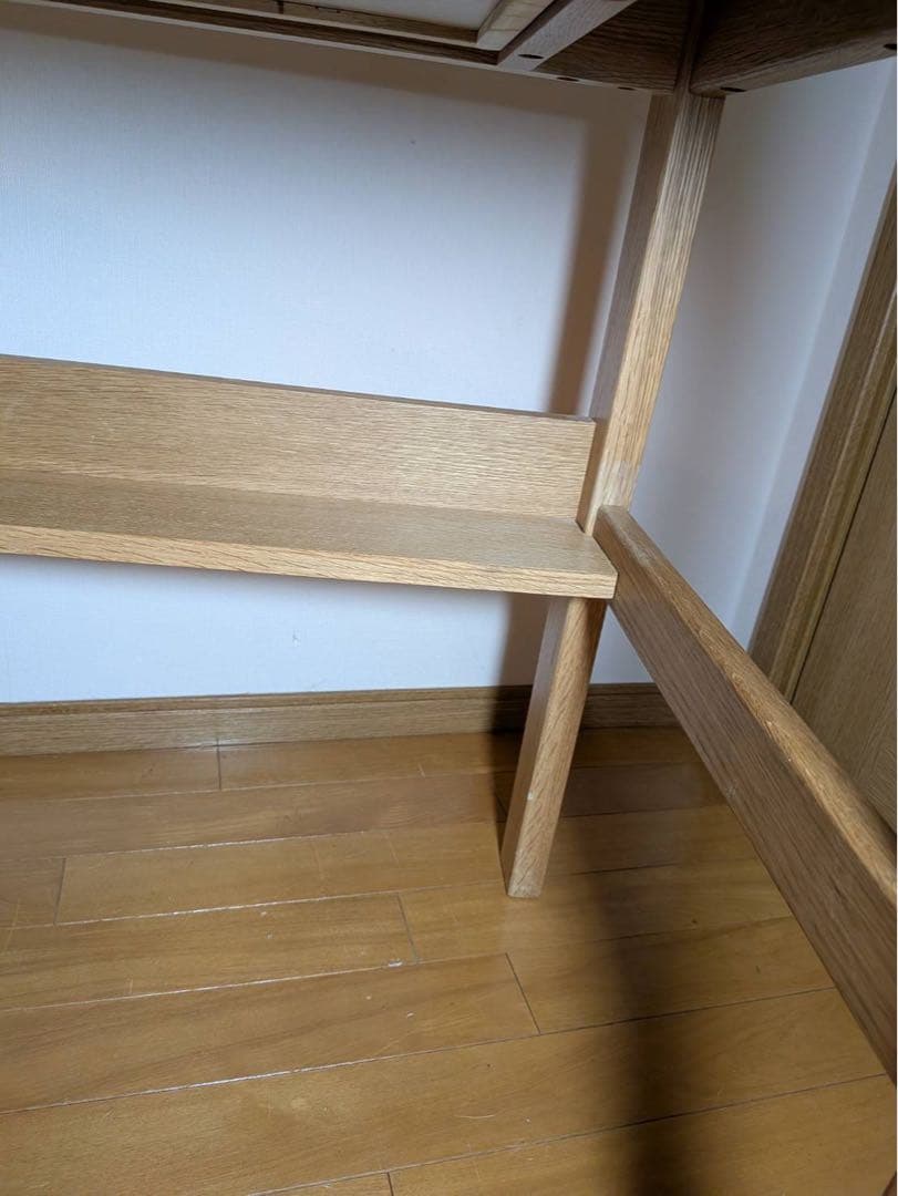 ■送料込■無印 MUJI オーク無垢材デスク 引出足元棚付 学習机 事務テーブル