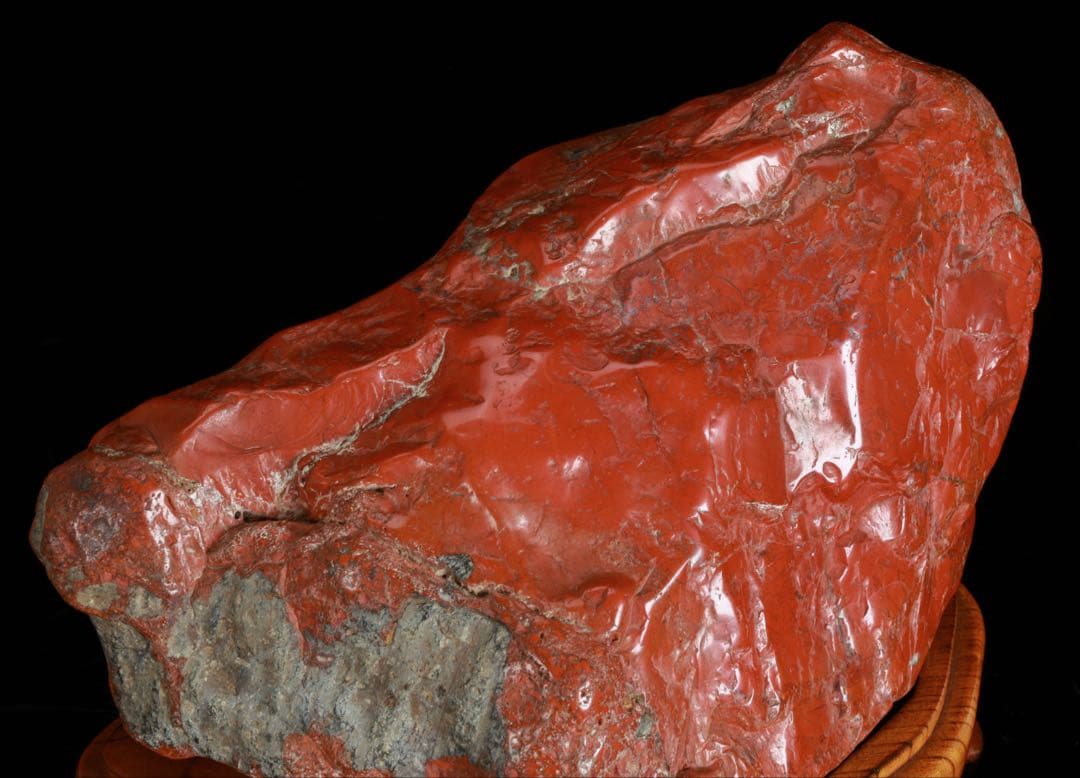 佐渡 赤玉石 赤石 碧玉 台座付 6.4kg 水石 鑑賞石 天然石 盆石 飾石