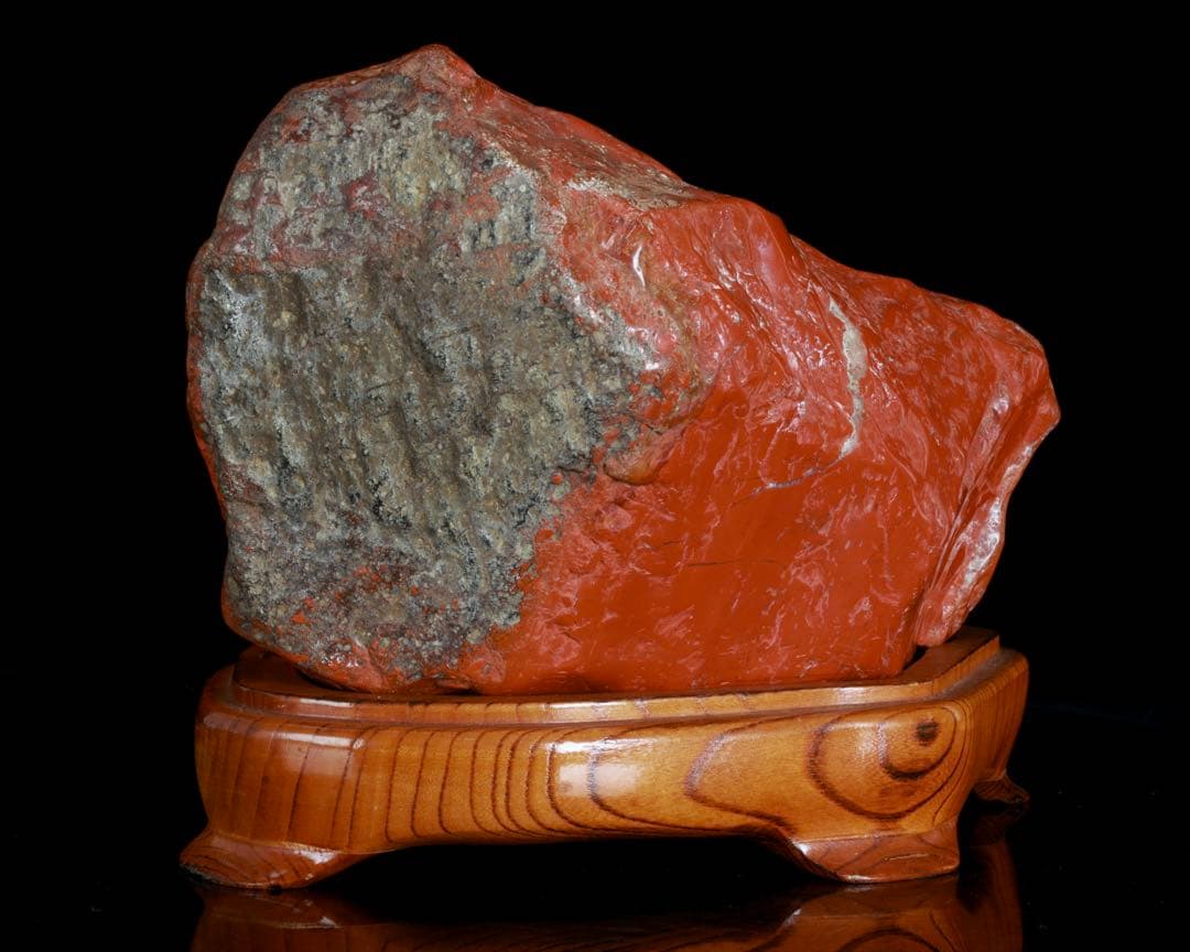 佐渡 赤玉石 赤石 碧玉 台座付 6.4kg 水石 鑑賞石 天然石 盆石 飾石