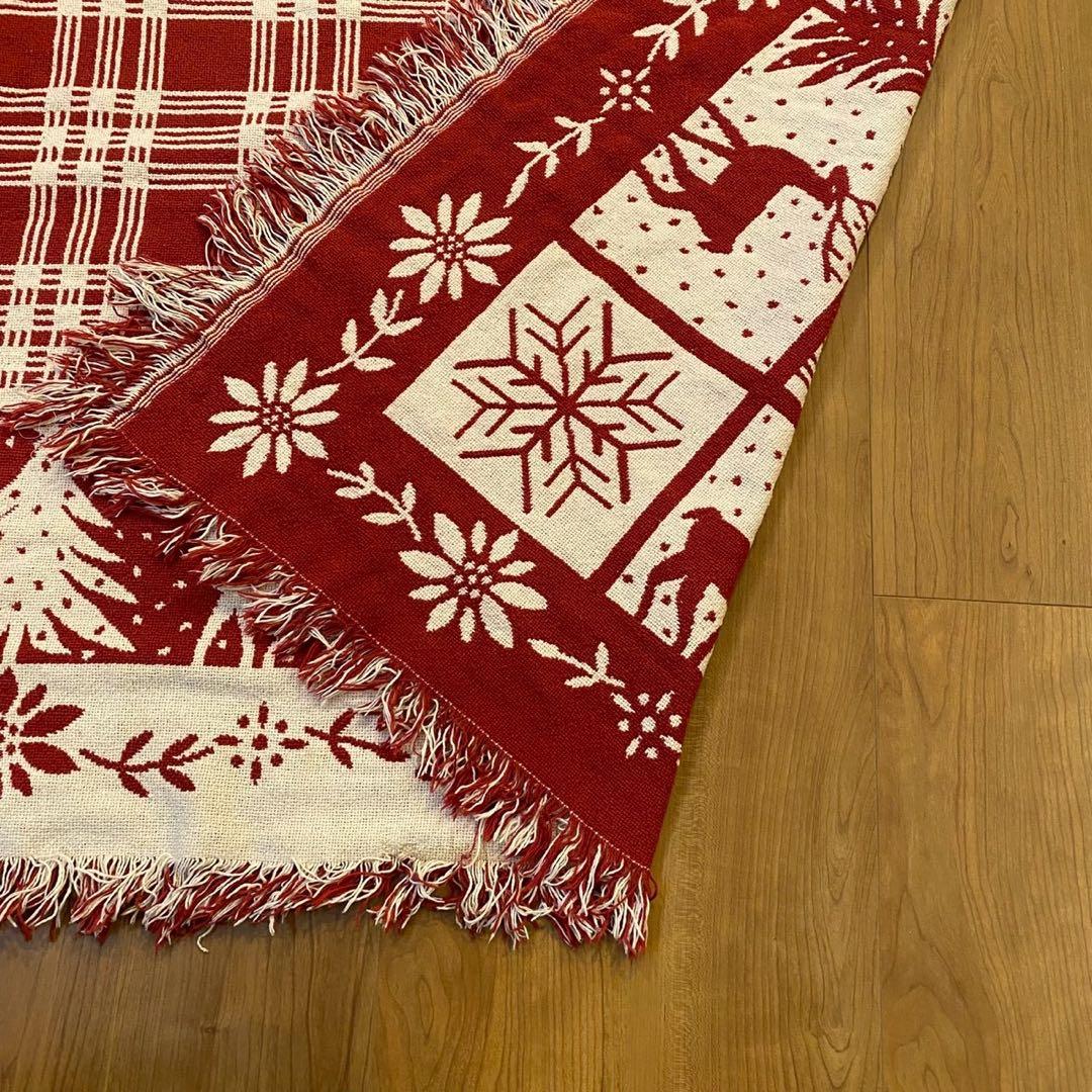 ゴブラン織 ラグ トナカイ ツリー アメリカンカントリー 大判 170×117