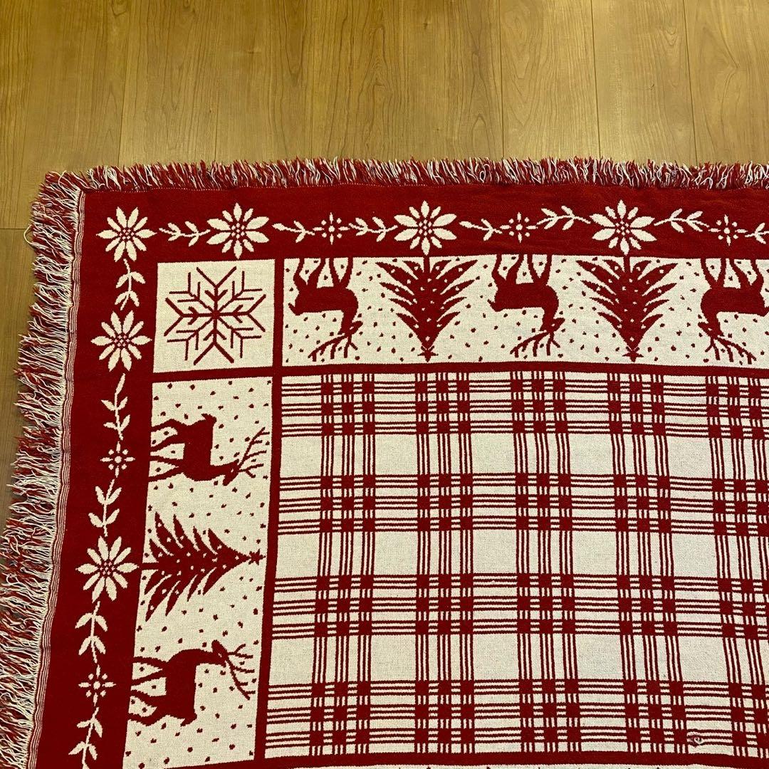 ゴブラン織 ラグ トナカイ ツリー アメリカンカントリー 大判 170×117