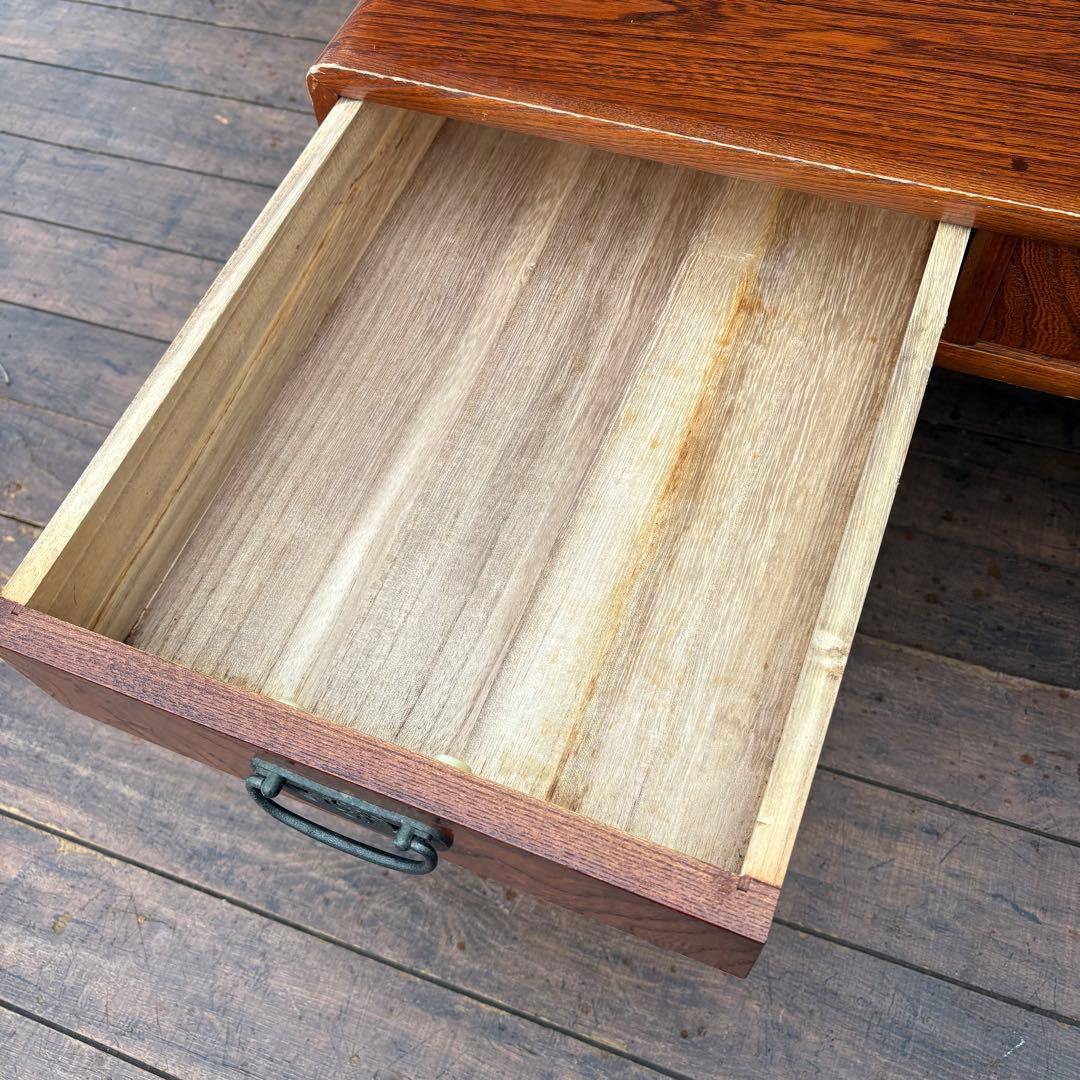 昭和レトロ 木製文机 座机 収納引き出し5杯 和家具 古家具 机 デスク 古道具