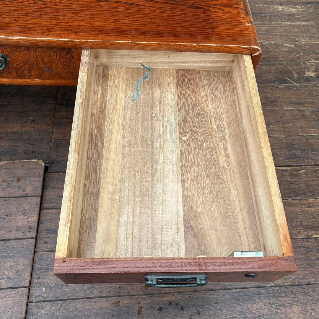 昭和レトロ 木製文机 座机 収納引き出し5杯 和家具 古家具 机 デスク 古道具