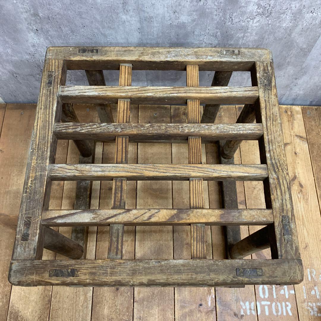 A-1 【古道具】ヴィンテージ 木製 櫓コタツ 格子台 花台 天然木 昭和レトロ