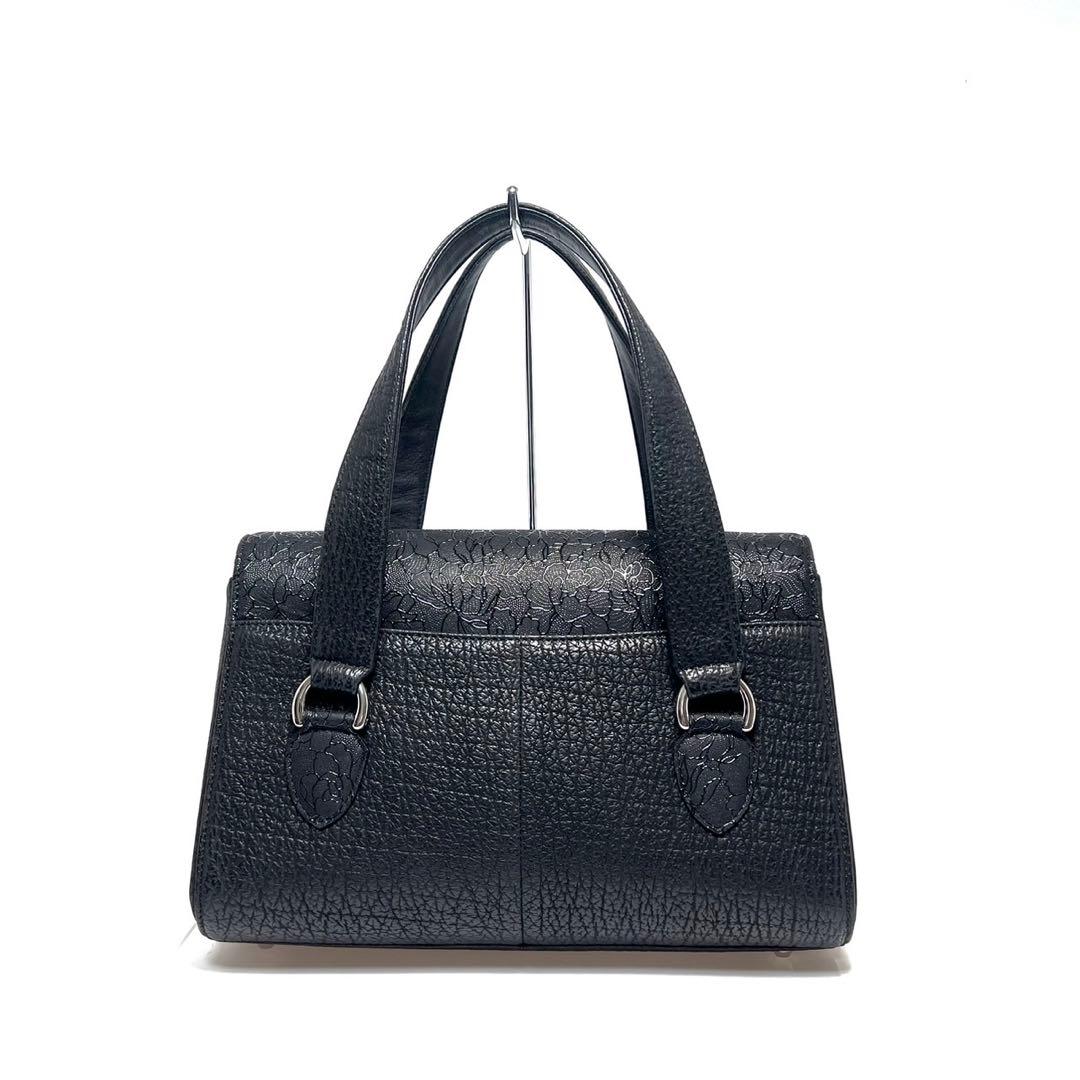 【美品】JRA認定品 日本製/印伝 漆 鹿革/シャークスキン 鮫革/ハンドバッグ