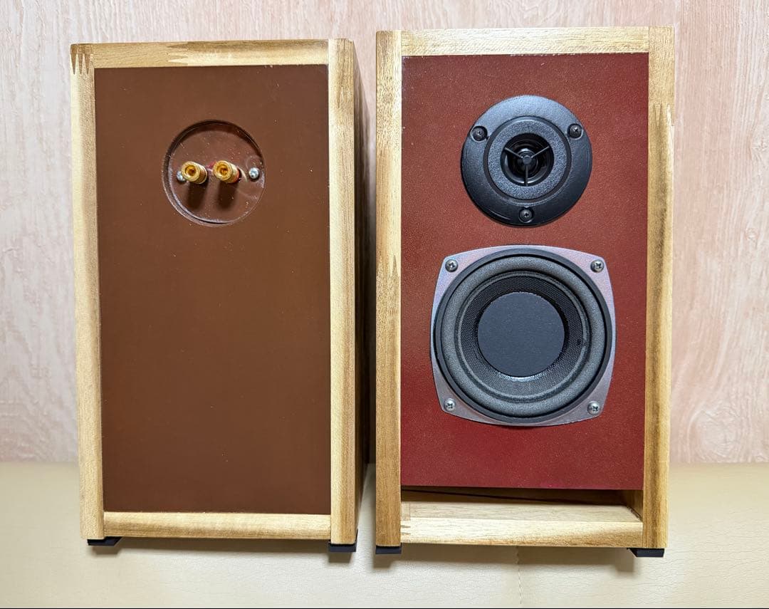 ブックシェルフ型2wayスピーカー （ペア）レッド/ウッド