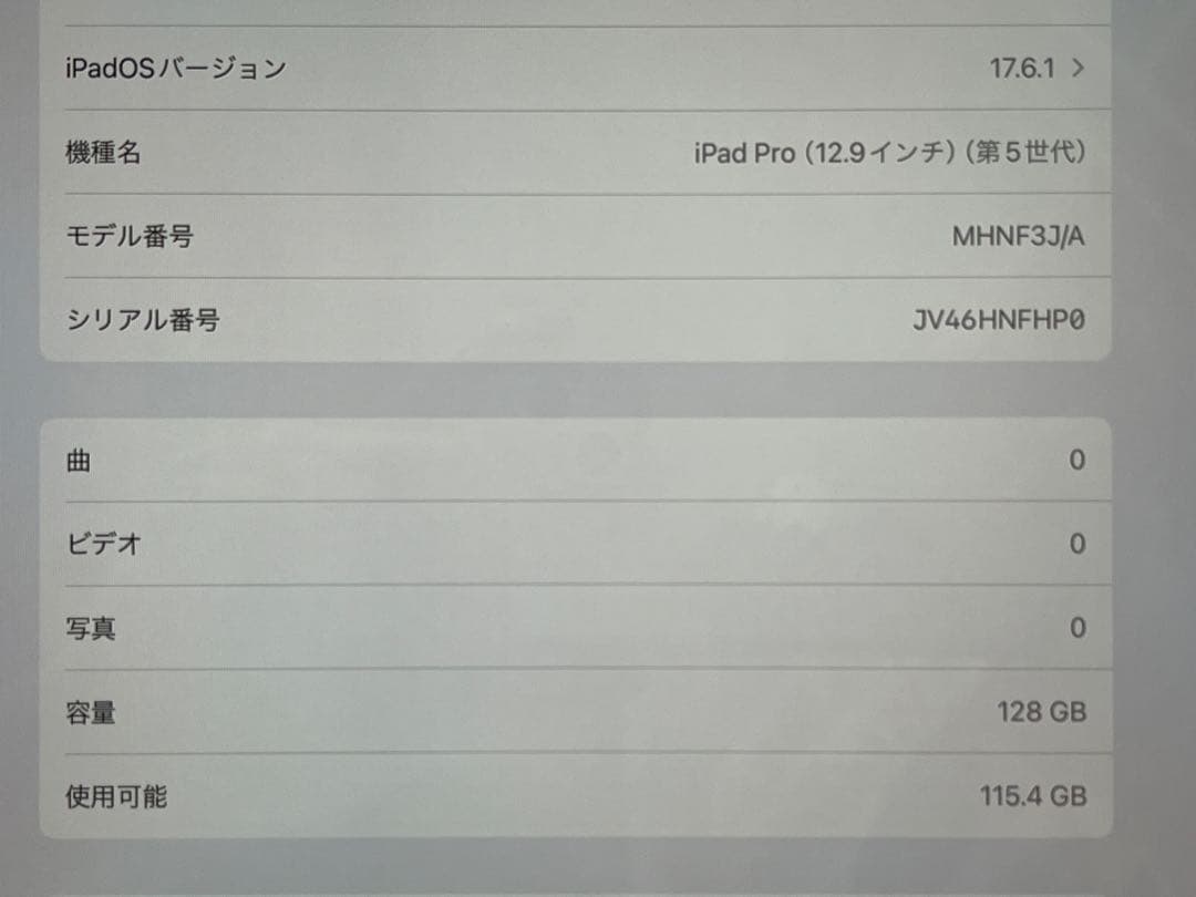 Apple iPad Pro 12.9インチ (第5世代) 128GB