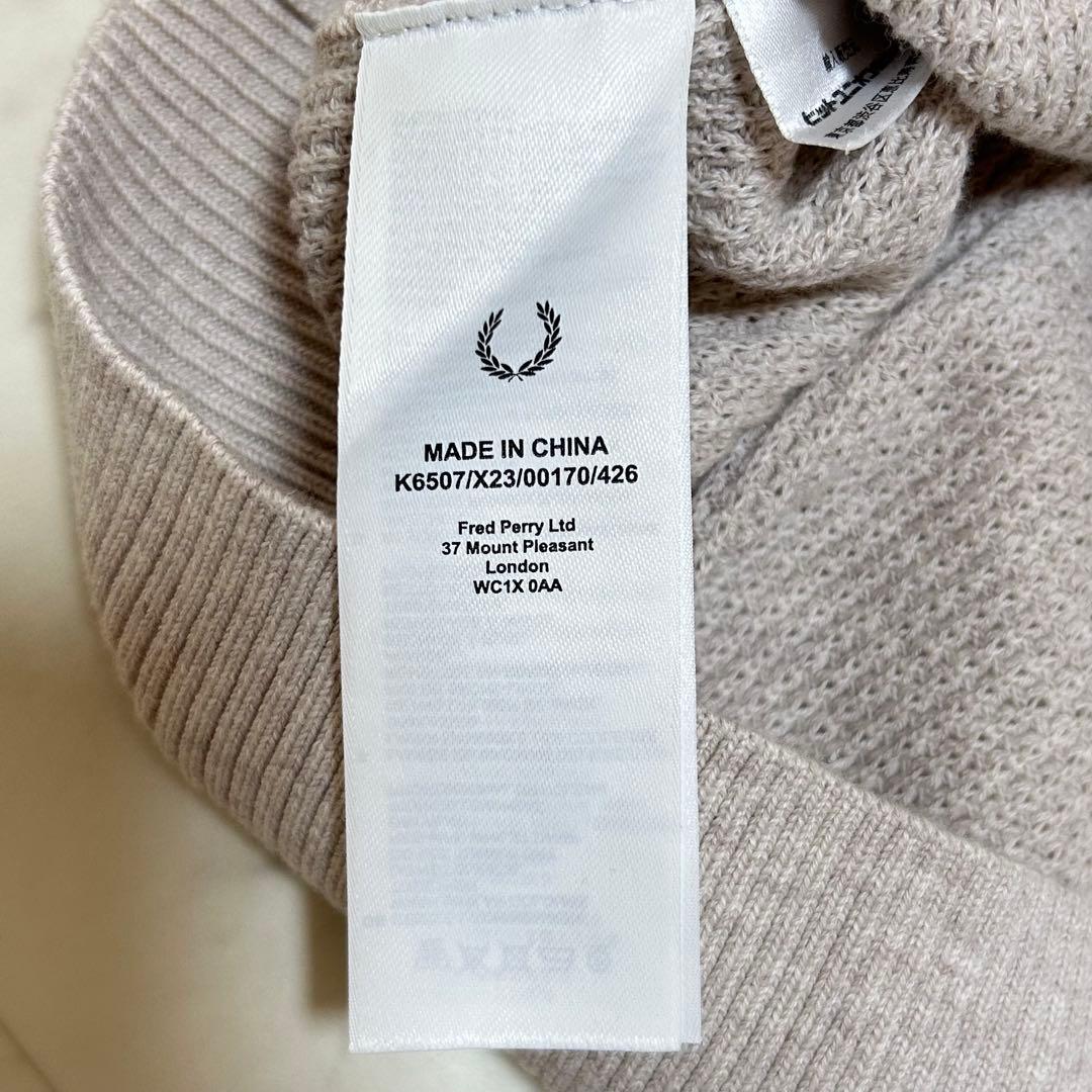 美品✨FRED PERRY ワッフルクルーネックニット ロゴ刺繍 ユニセックス