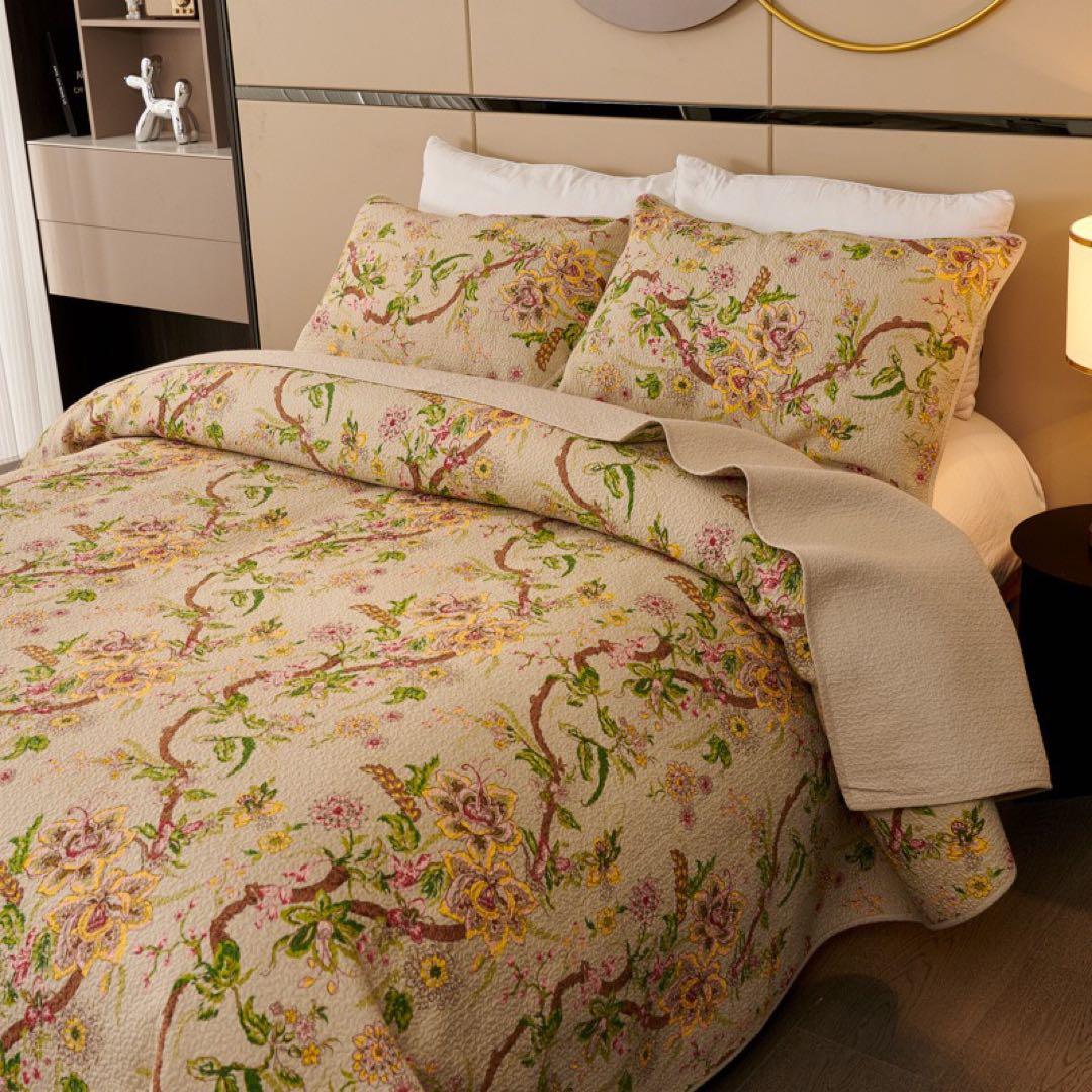 キルトベッドカバー3点セット綿マルチカバー キルティング MLD