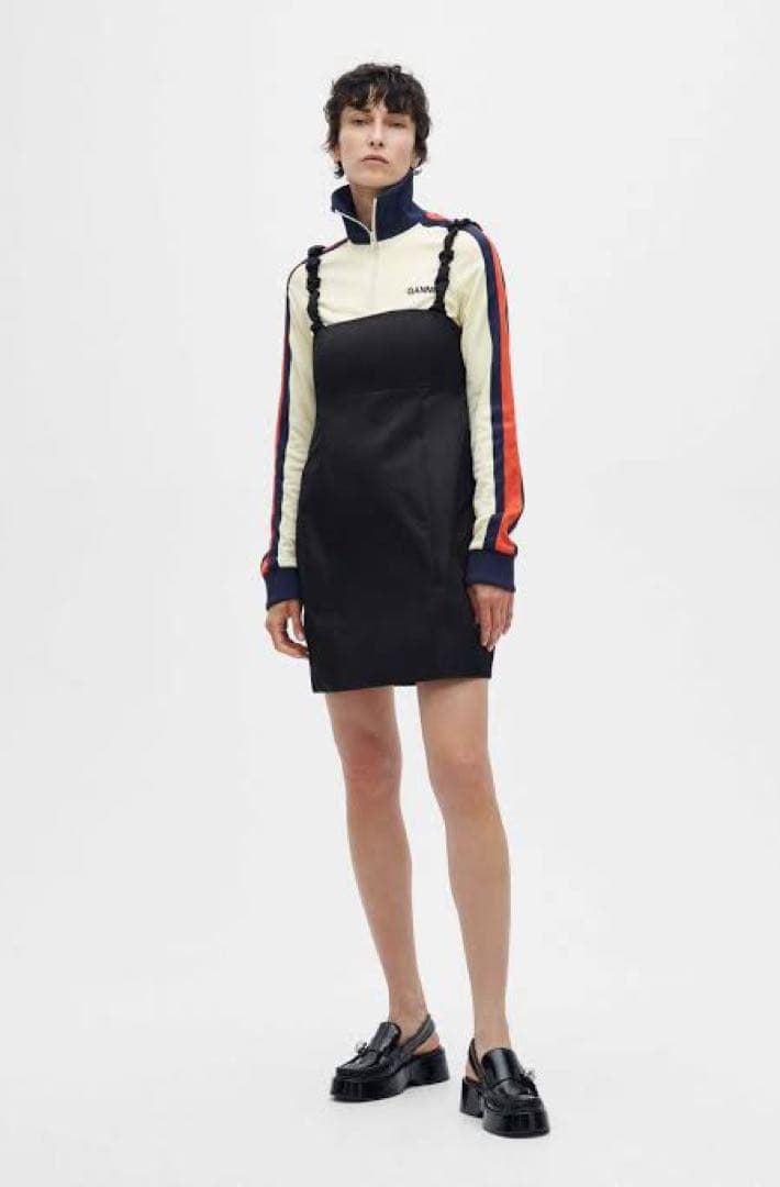 GANNI ナイロンサテンミニドレス